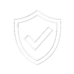 White outlined icon of a shield with a checkmark representing legal compliance and MC authority.